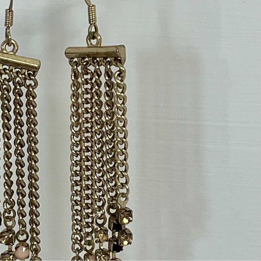 Vintage Gold Tone and Multicolor Crystal Dangle Earrings - Picture 7 of 11